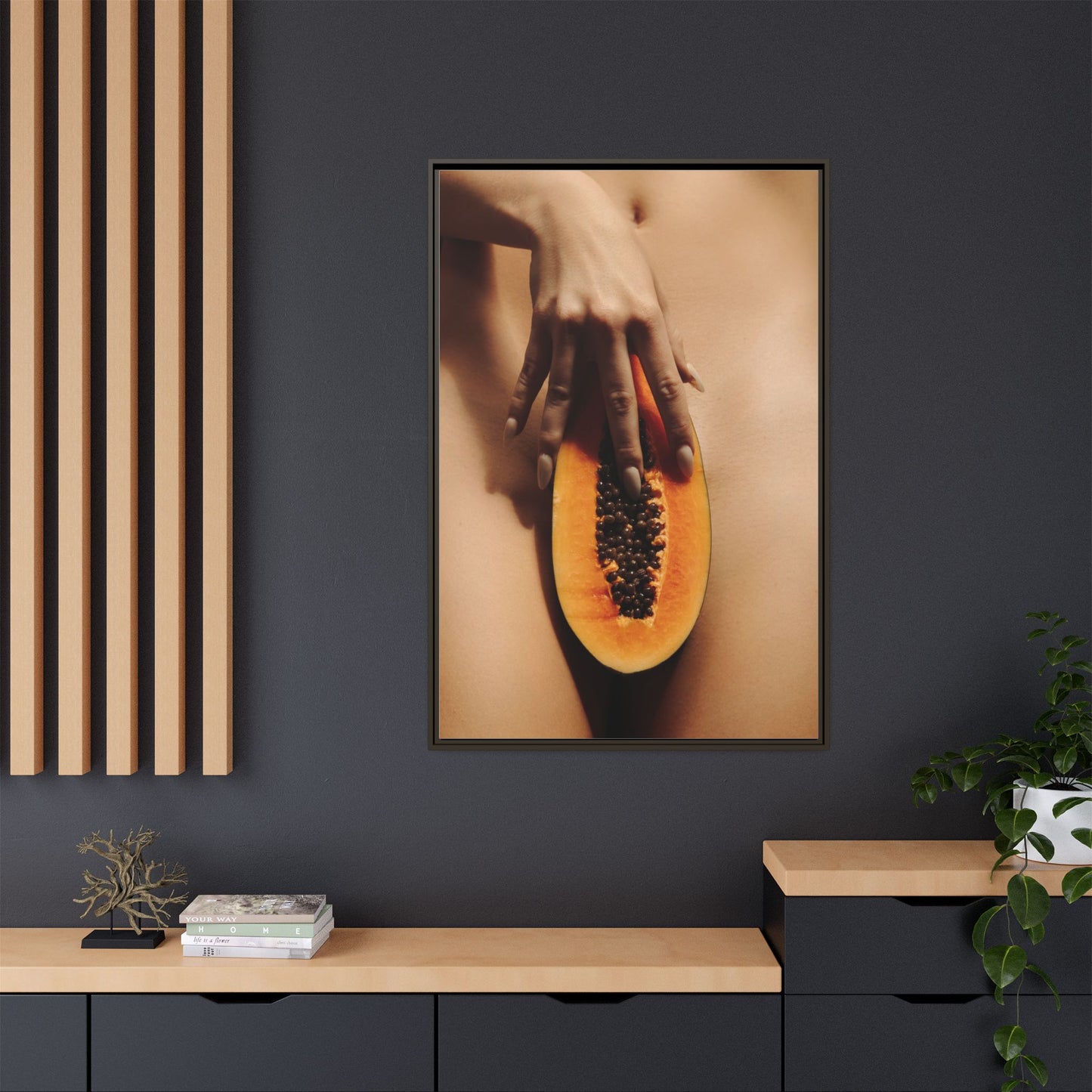 Framed Matte Canvas Art — Sensual Papaya Photo Print