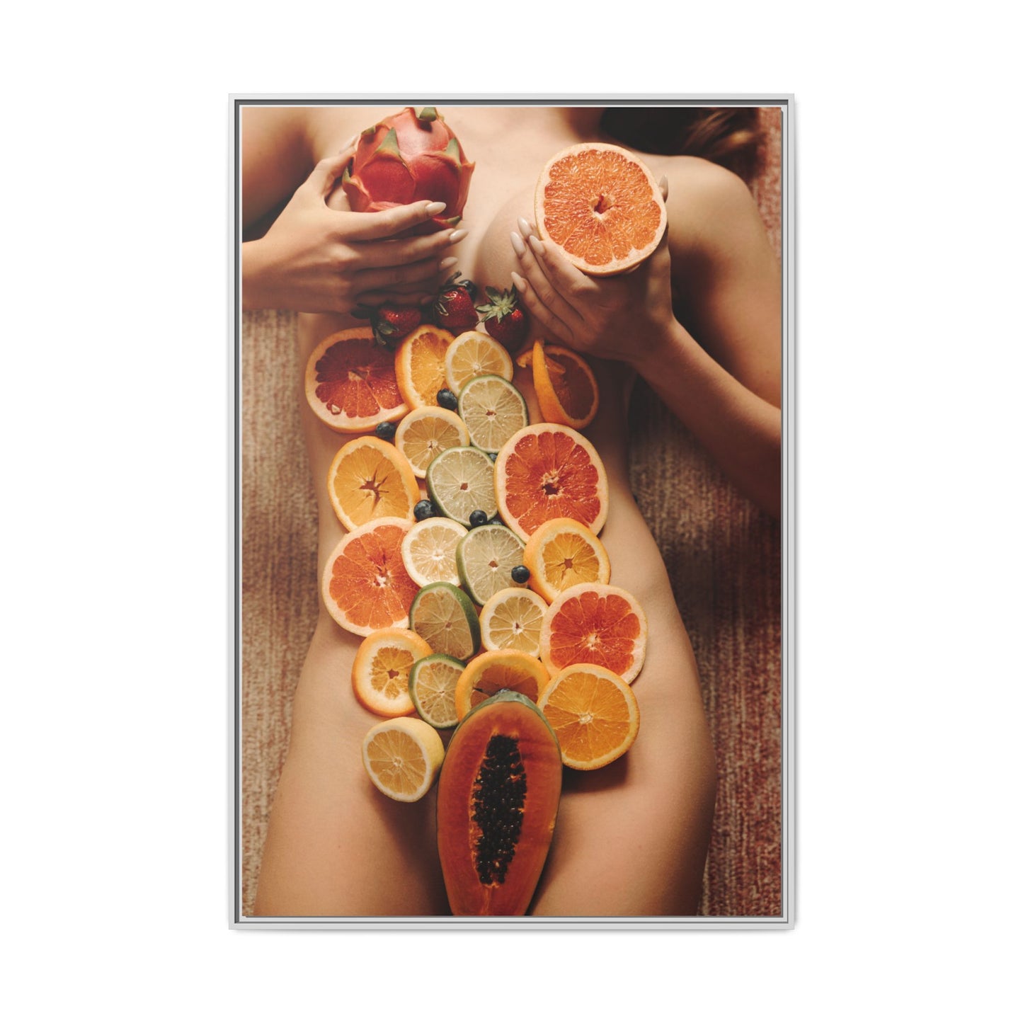 Framed Matte Canvas Art — Sensual Fruit Still Life Wall Decor