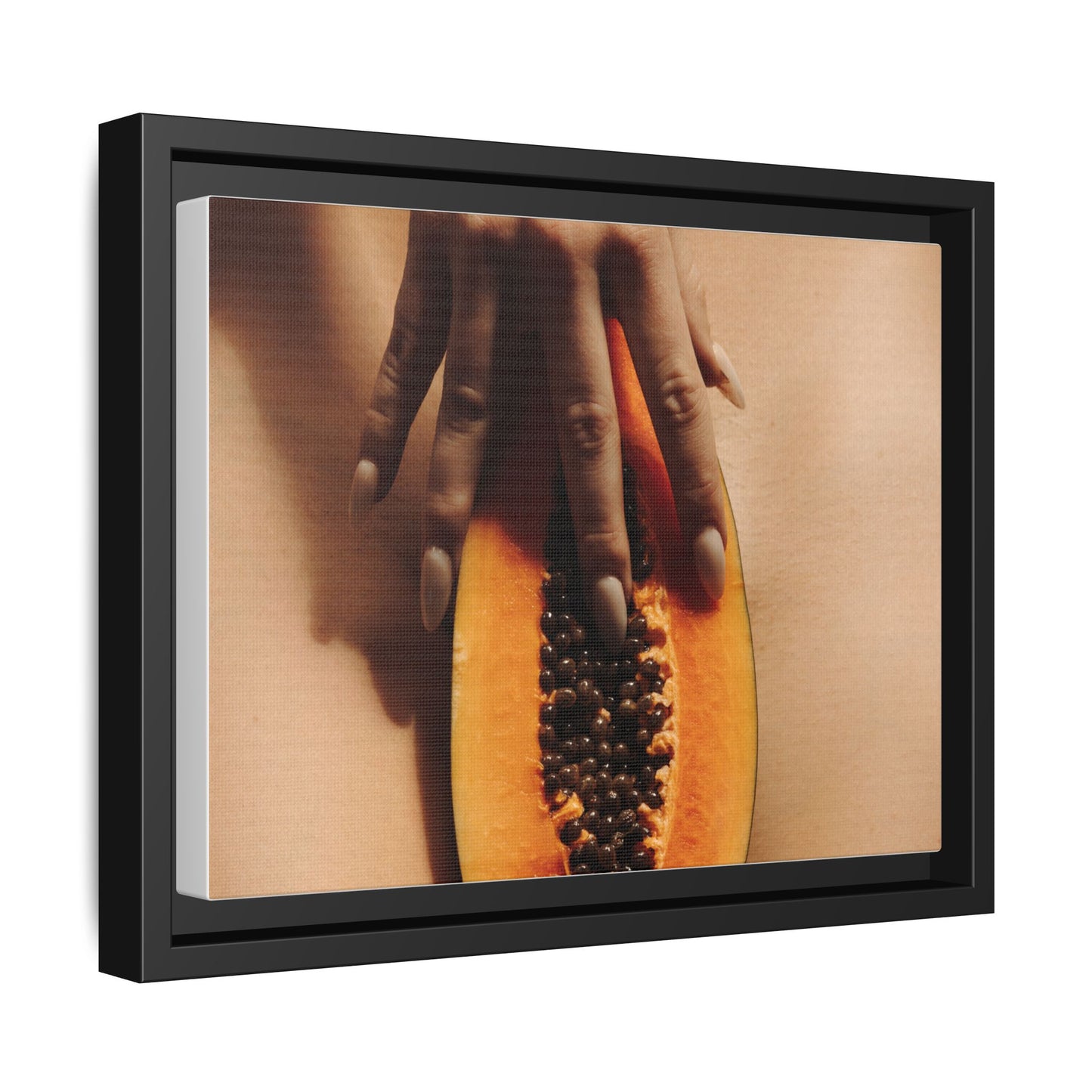 Framed Matte Canvas Art — Sensual Papaya Photo Print