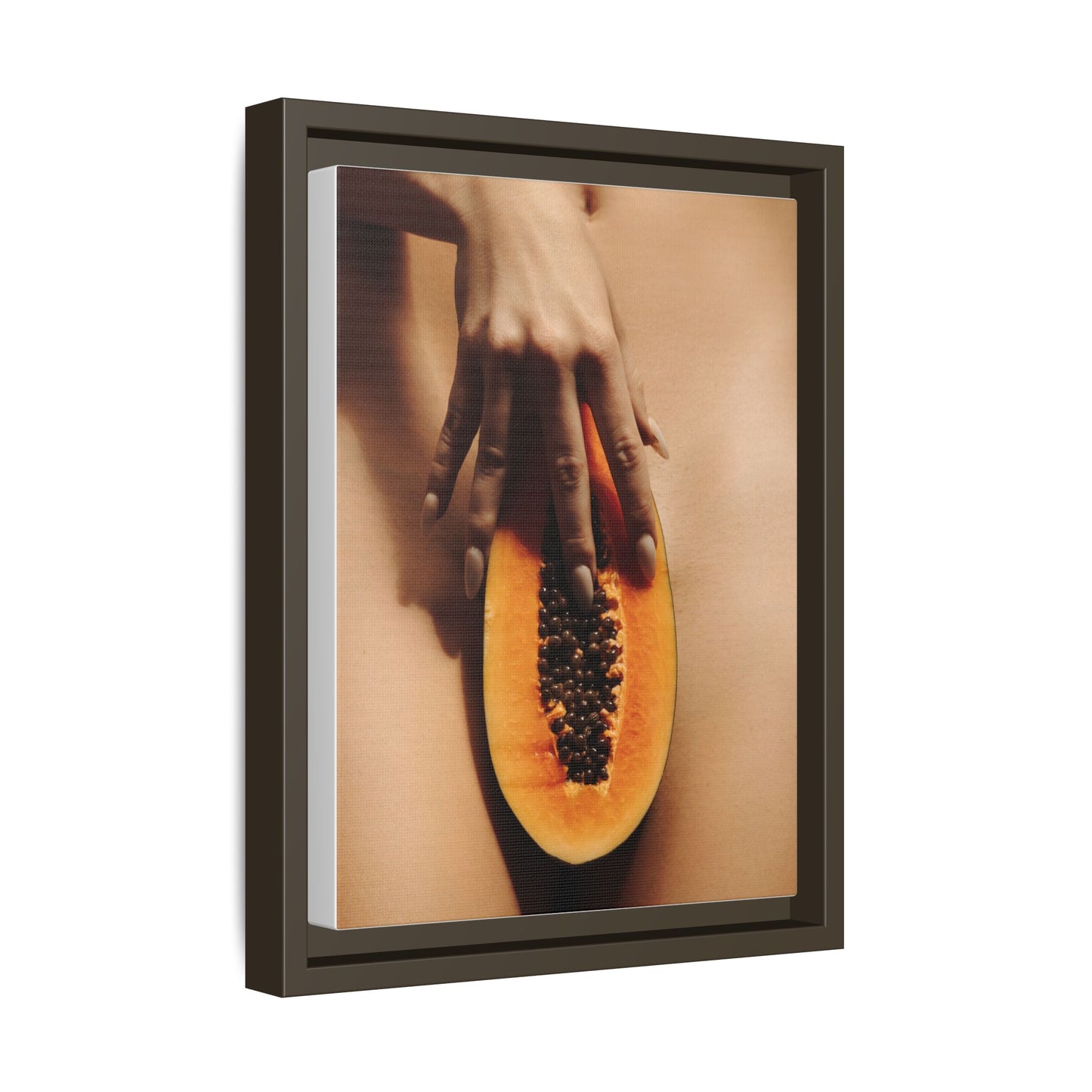 Framed Matte Canvas Art — Sensual Papaya Photo Print