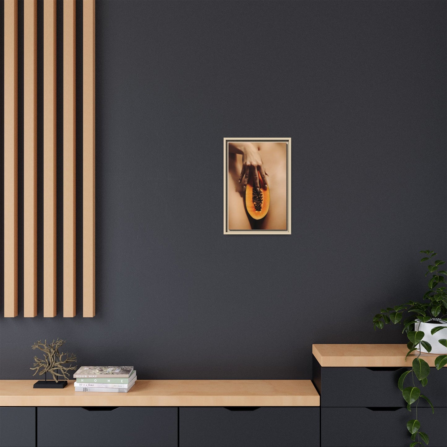 Framed Matte Canvas Art — Sensual Papaya Photo Print