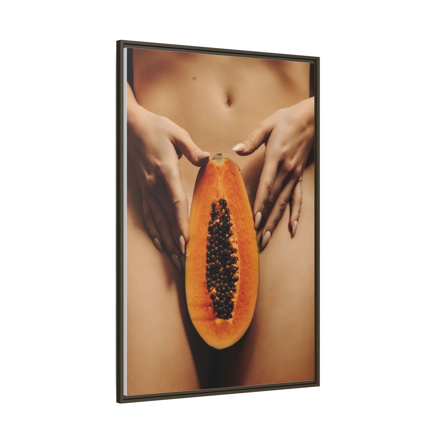 Framed Matte Canvas - Sensual Papaya Nude Art Print