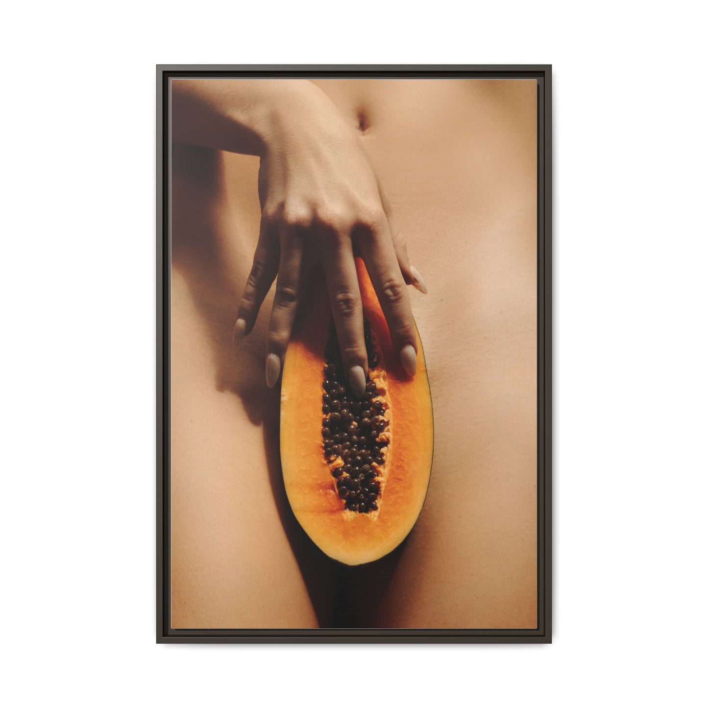 Framed Matte Canvas Art — Sensual Papaya Photo Print