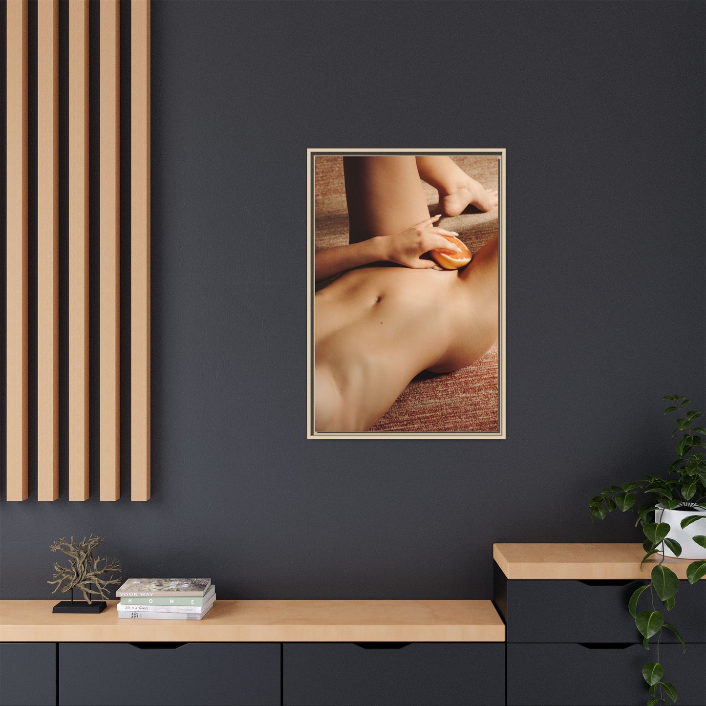 Art Print — Sensual Peach Body Matte Canvas Framed Wall Art