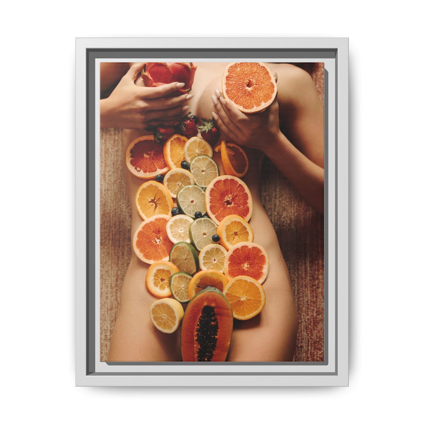 Framed Matte Canvas Art — Sensual Fruit Still Life Wall Decor