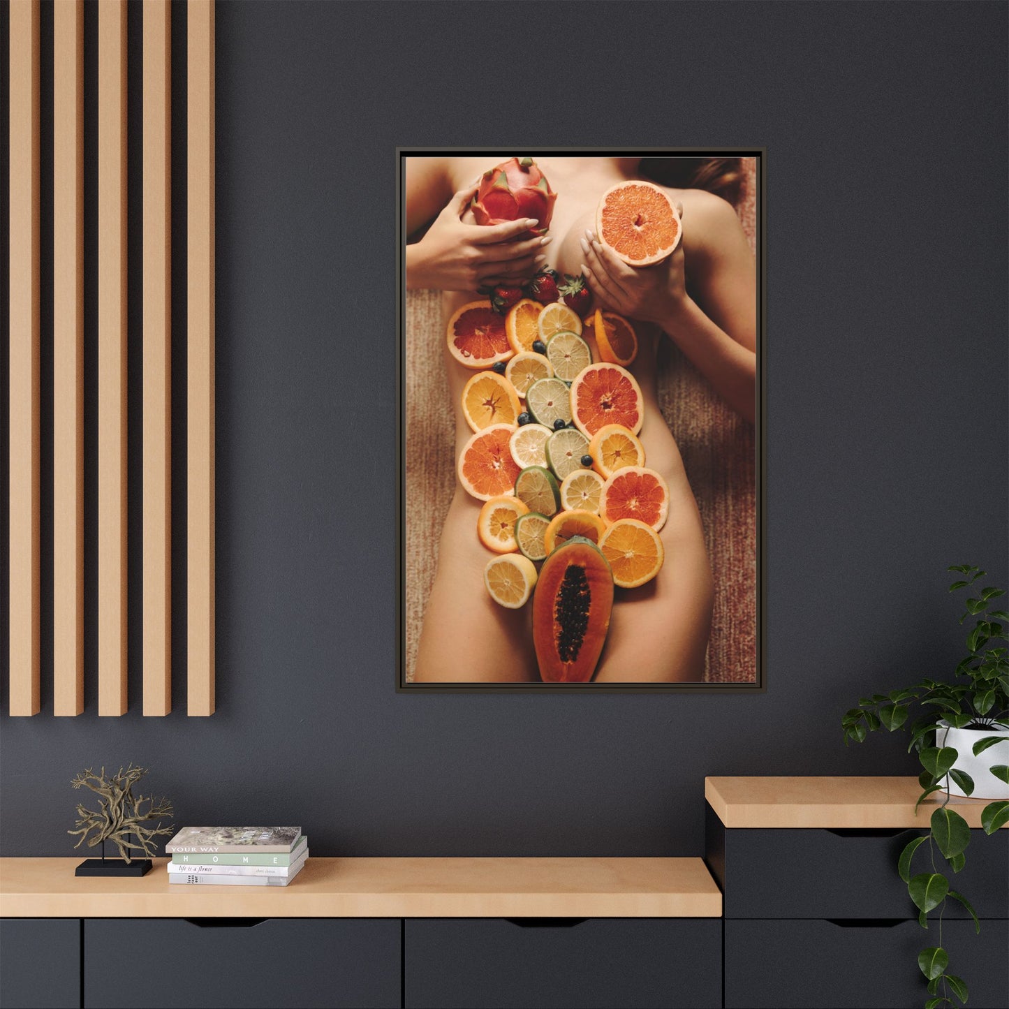 Framed Matte Canvas Art — Sensual Fruit Still Life Wall Decor
