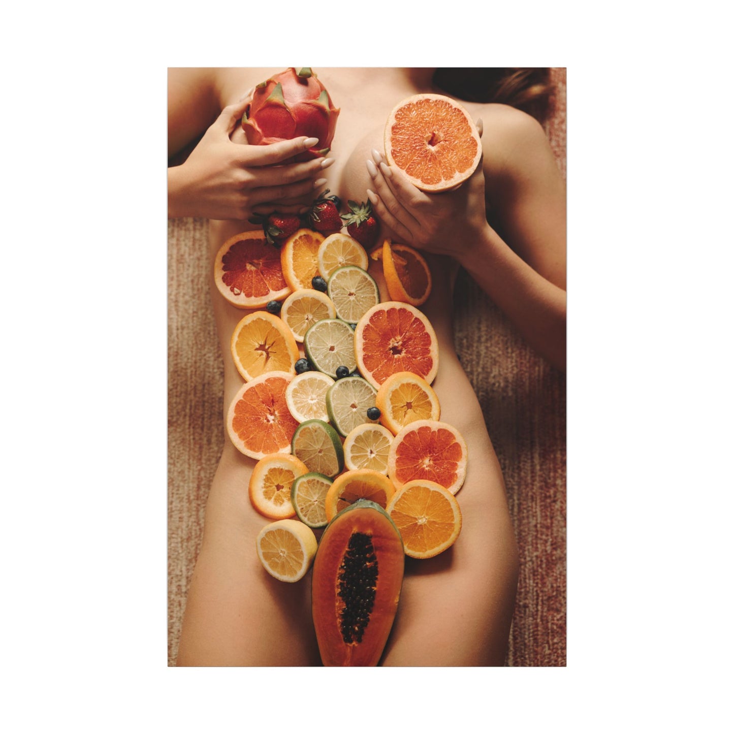 Nude Body Fruit Still Life Matte Canvas Wall Art