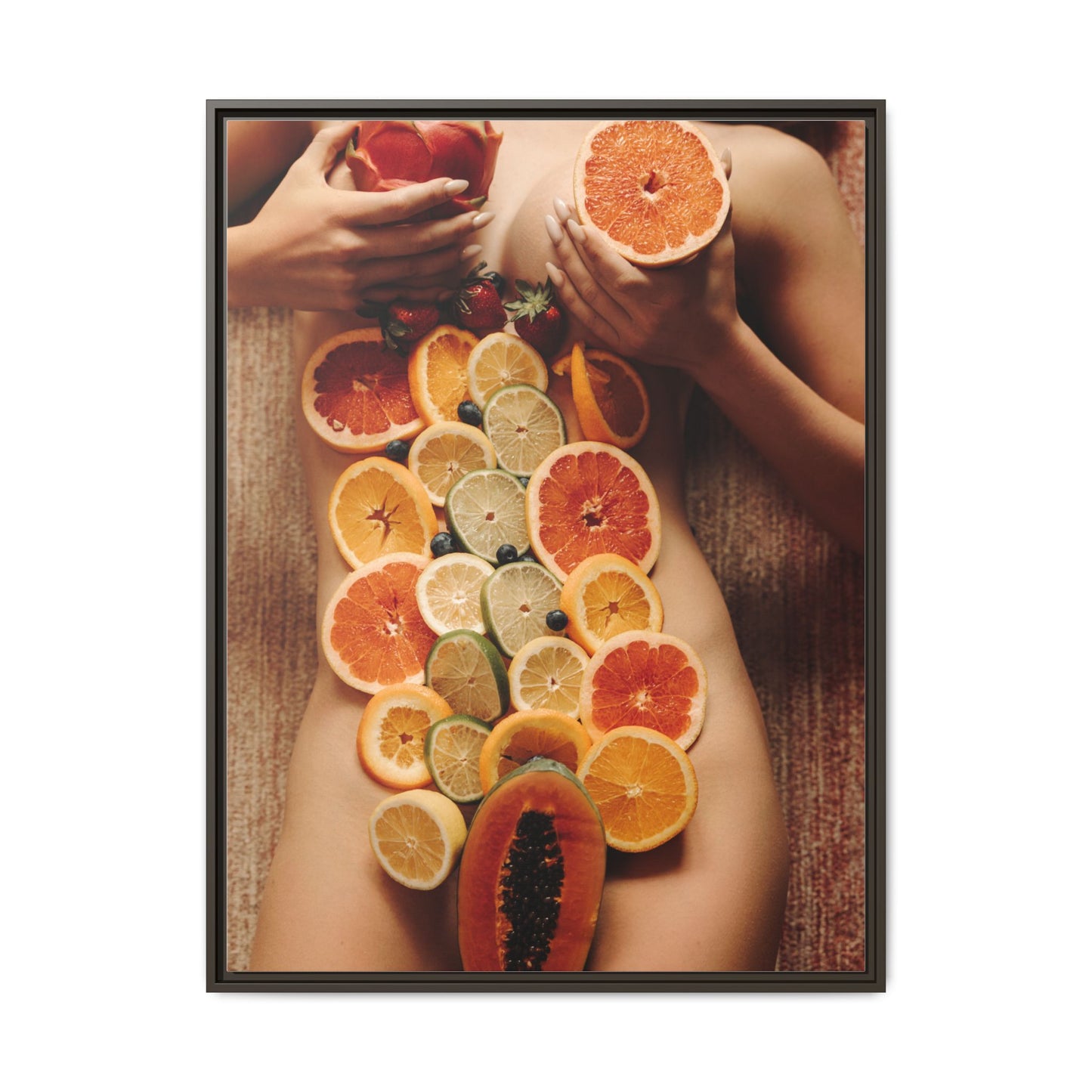 Framed Matte Canvas Art — Sensual Fruit Still Life Wall Decor