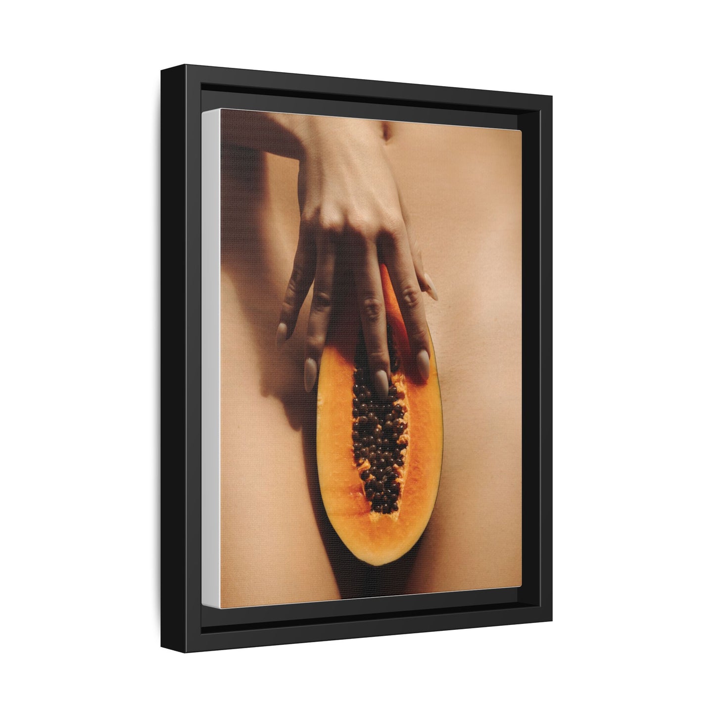 Framed Matte Canvas Art — Sensual Papaya Photo Print