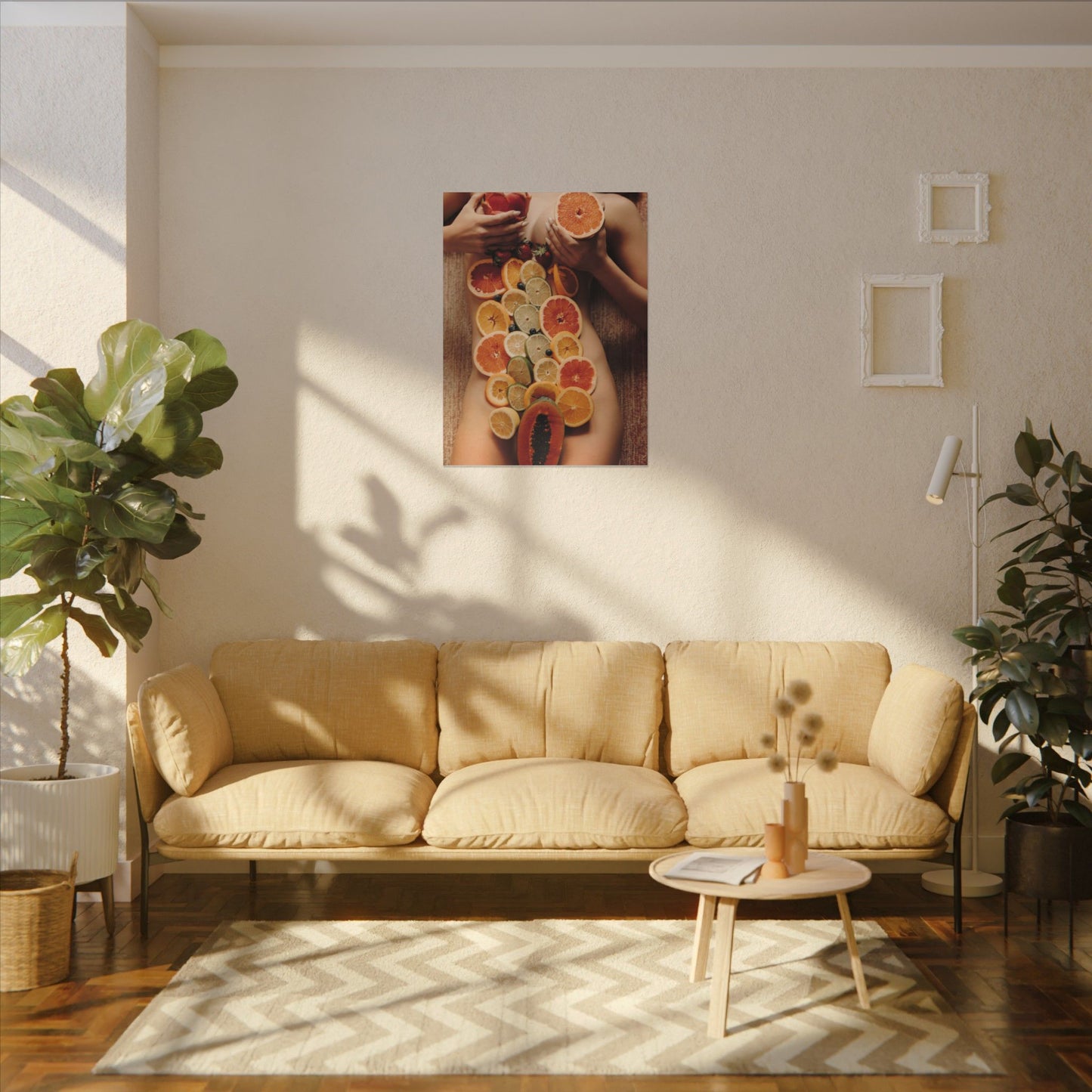 Nude Body Fruit Still Life Matte Canvas Wall Art
