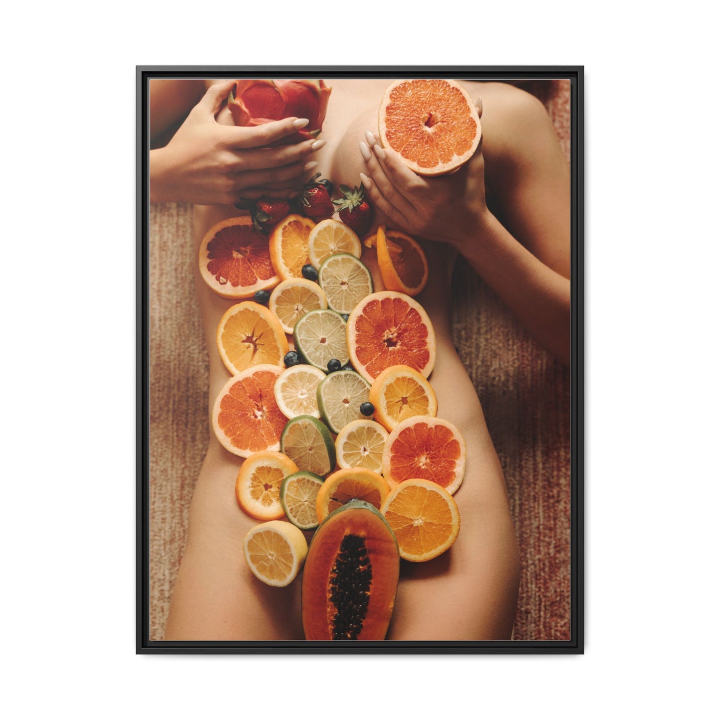 Framed Matte Canvas Art — Sensual Fruit Still Life Wall Decor